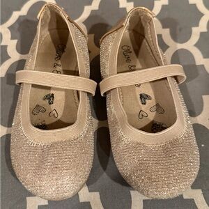 Olive and Edie toddler girl gold glitter sparkle ballet Mary Jane flats size 7